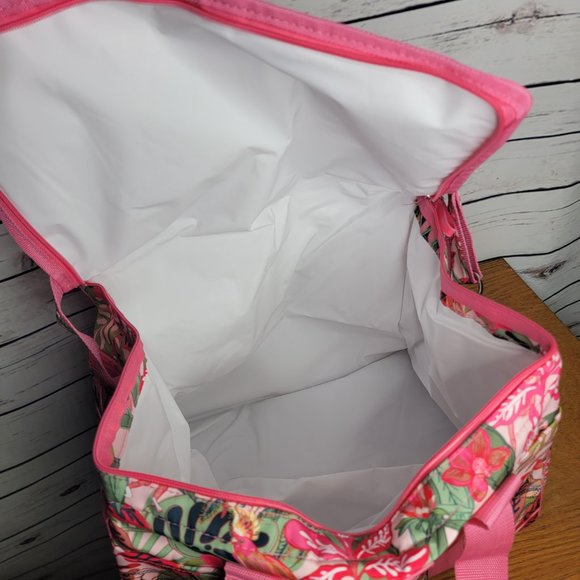 Vera Bradley Cooler Pink Tropical Palm Trees Picnic Beach Lunch New - Picture 12 of 12